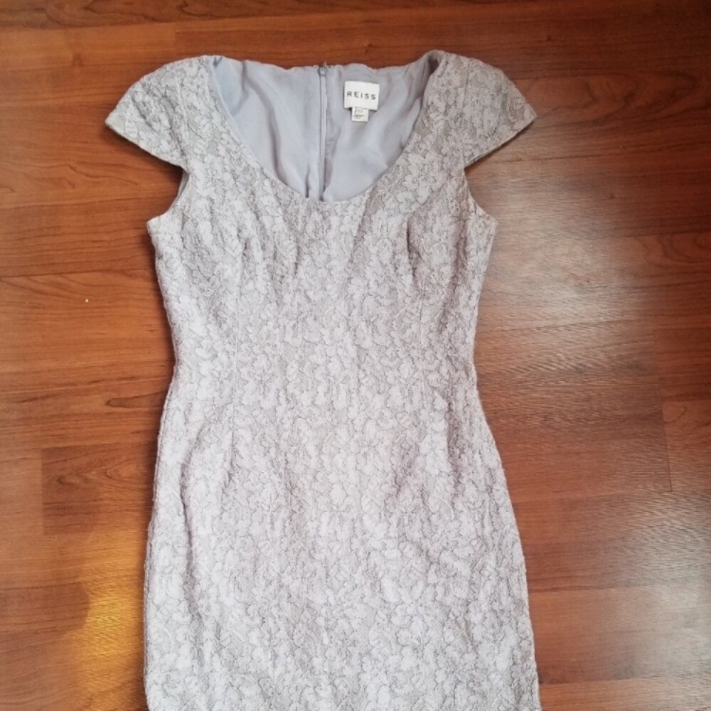 Grey Reiss Lace Cap Sleeve Dress